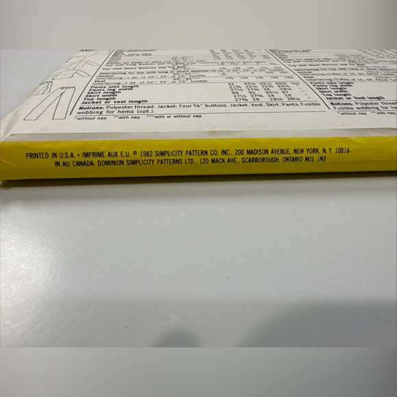 Simplicity Pattern‎ 5563 Women's Jacket, Vest, Pants & Skirt 1982 Cut - Picture 5 of 6